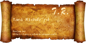 Tani Richárd névjegykártya